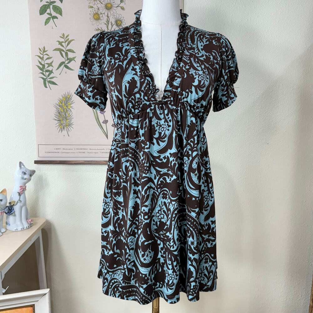 Y2k Babydoll Tunic Top Mini Dress Fairy Boho Hippie Coastal Cowgirl Forest XS S